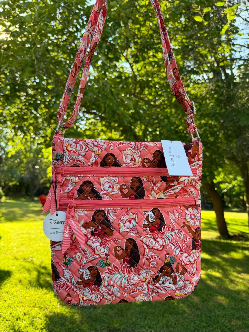 Vera Bradley Disney Moana Adventure Triple Zip Hipster Crossbody NWT